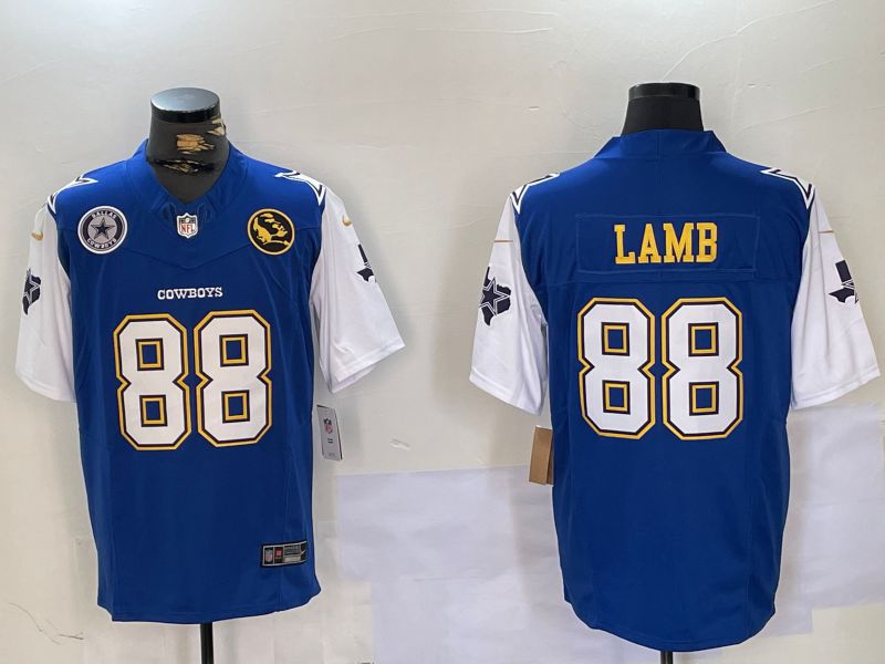 Men Dallas Cowboys #88 Lamb Blue five generations 2024 Nike Vapor Limited NFL Jersey style 3